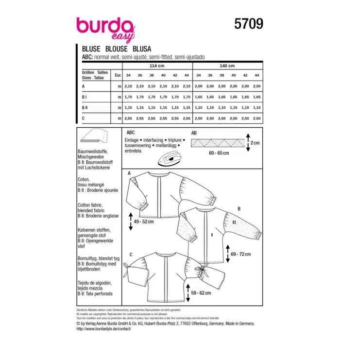 Burda Patroon 5709 - Blouse in Variaties