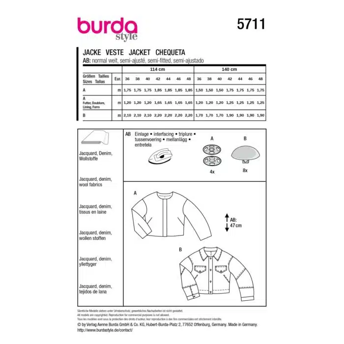 Burda Patroon 5711 - Jas in Variaties