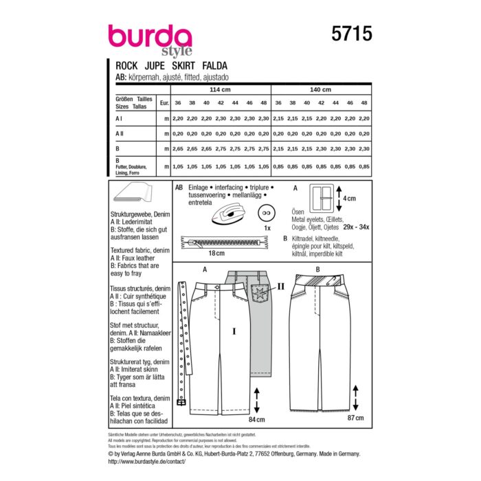 Burda Patroon 5715 - Rok in Variaties