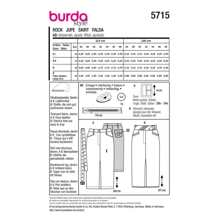 Burda Patroon 5715 - Rok in Variaties