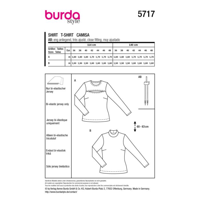 Burda Patroon 5717 - Shirts in Variaties