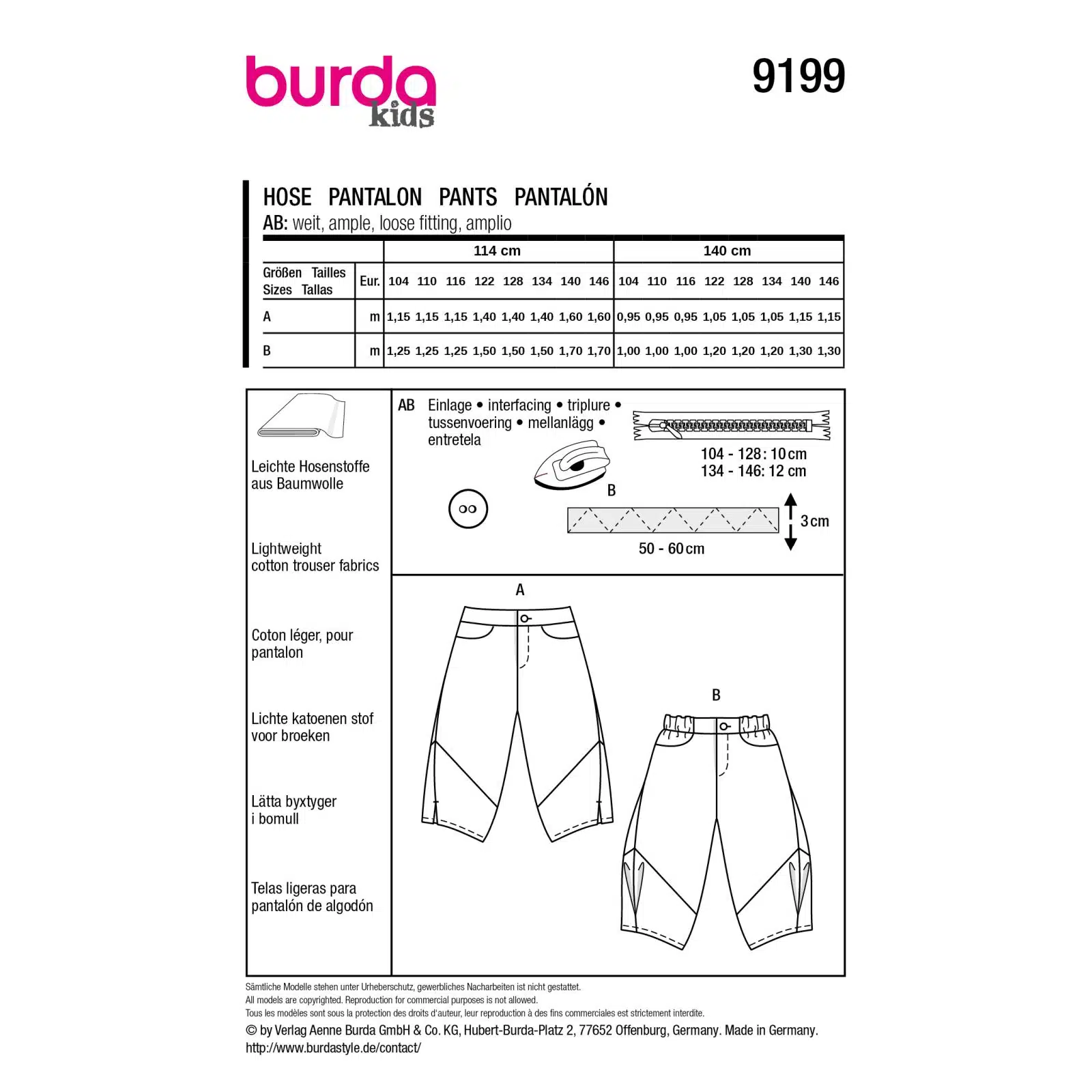 Burda Patroon 9199 - Broek in Variaties