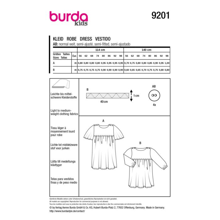 Burda Patroon 9201 - Jurk en Shirt