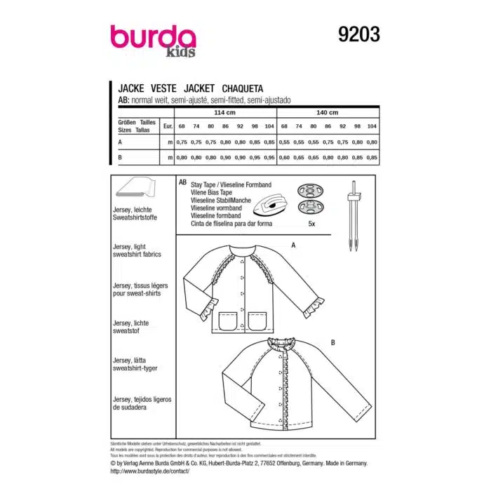 Burda Patroon 9203 - Jas in Variaties