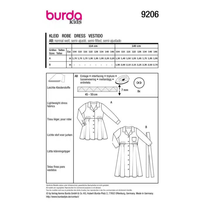 Burda Patroon 9206 - Jurk in Variaties