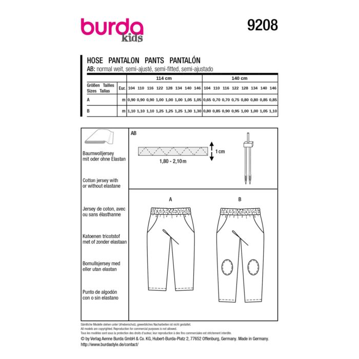 Burda Patroon 9208 - Joggingbroek in Variaties