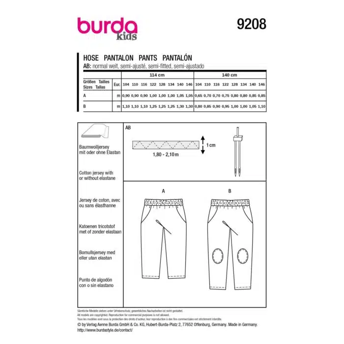 Burda Patroon 9208 - Joggingbroek in Variaties