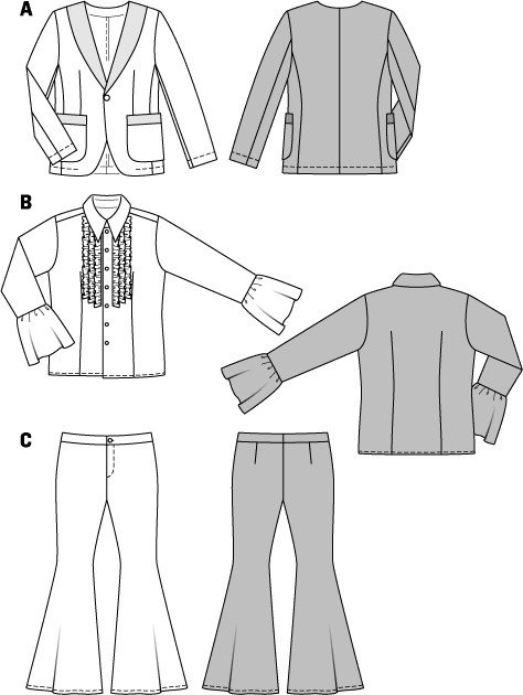 Burda Patroon 2374 - Jaren 70 kostuum voor man