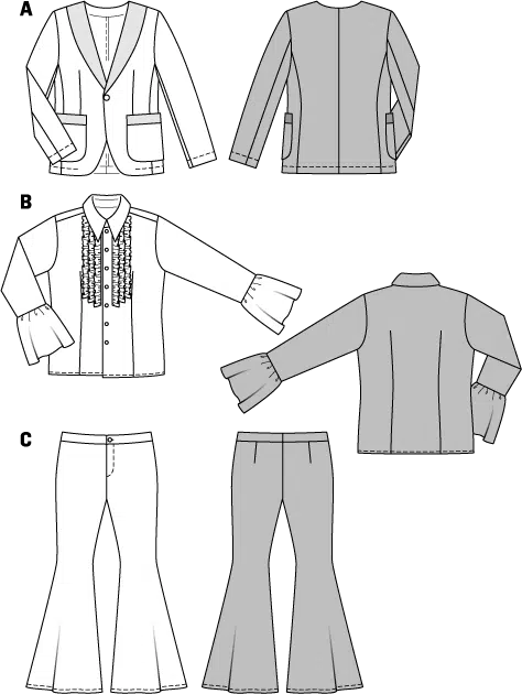 Burda Patroon 2374 - Jaren 70 kostuum voor man