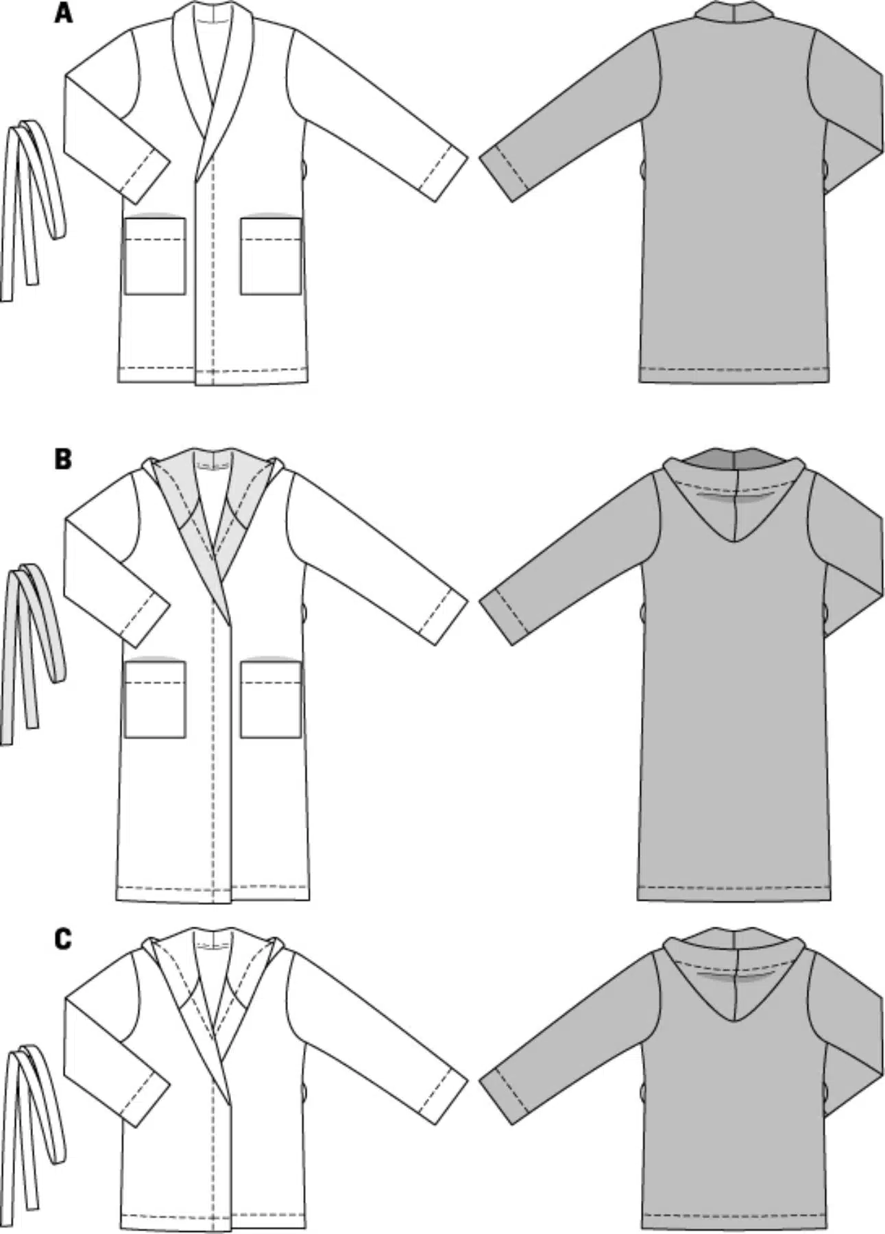 Burda Patroon 6740 - Badjas in variaties