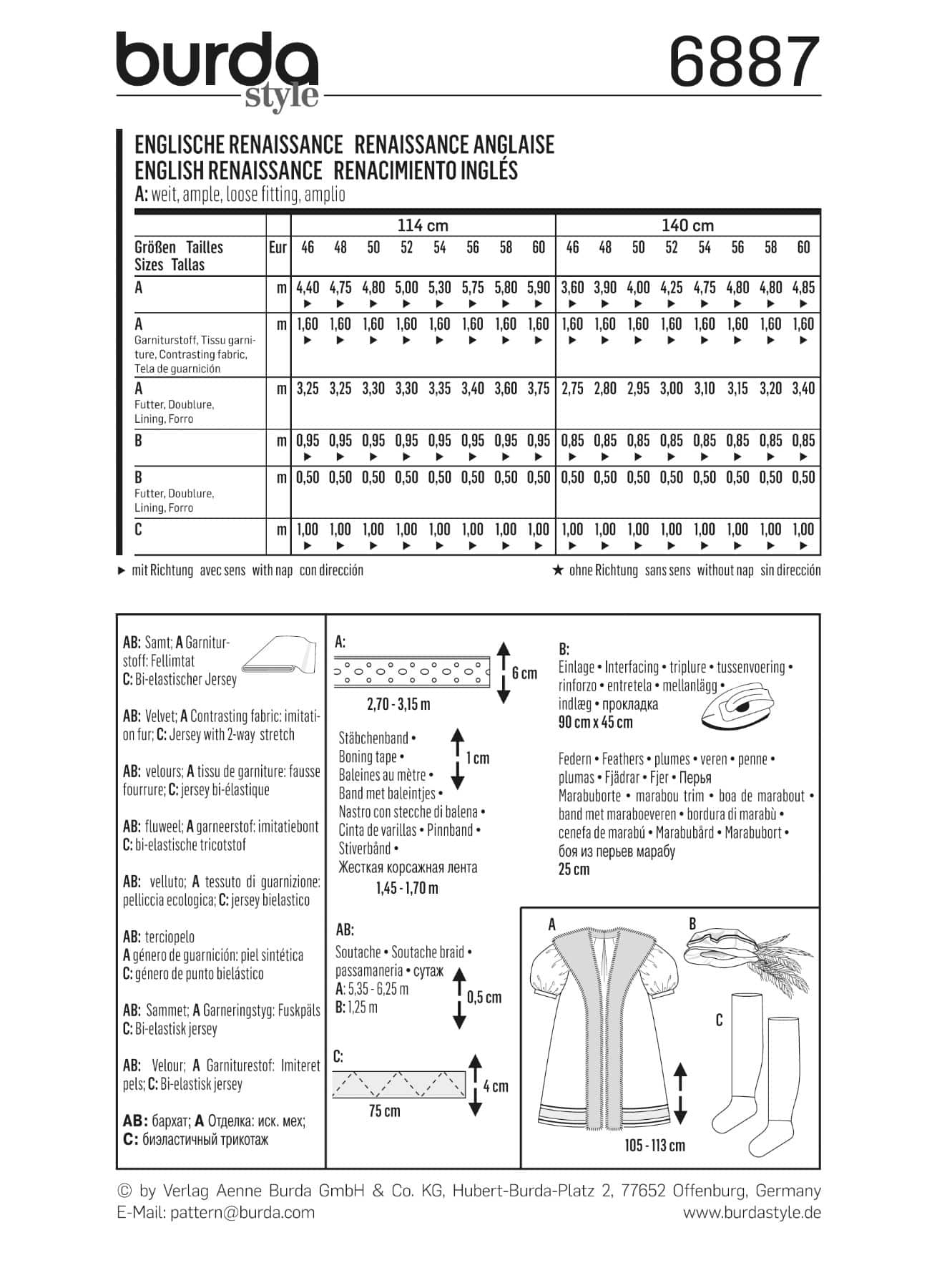 Burda Patroon 6887 - Kostuum Engelse Renaissance