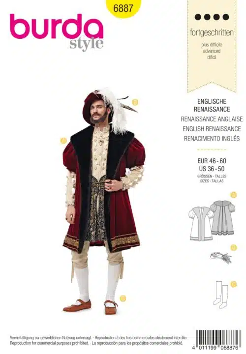 Burda Patroon 6887 - Kostuum Engelse Renaissance