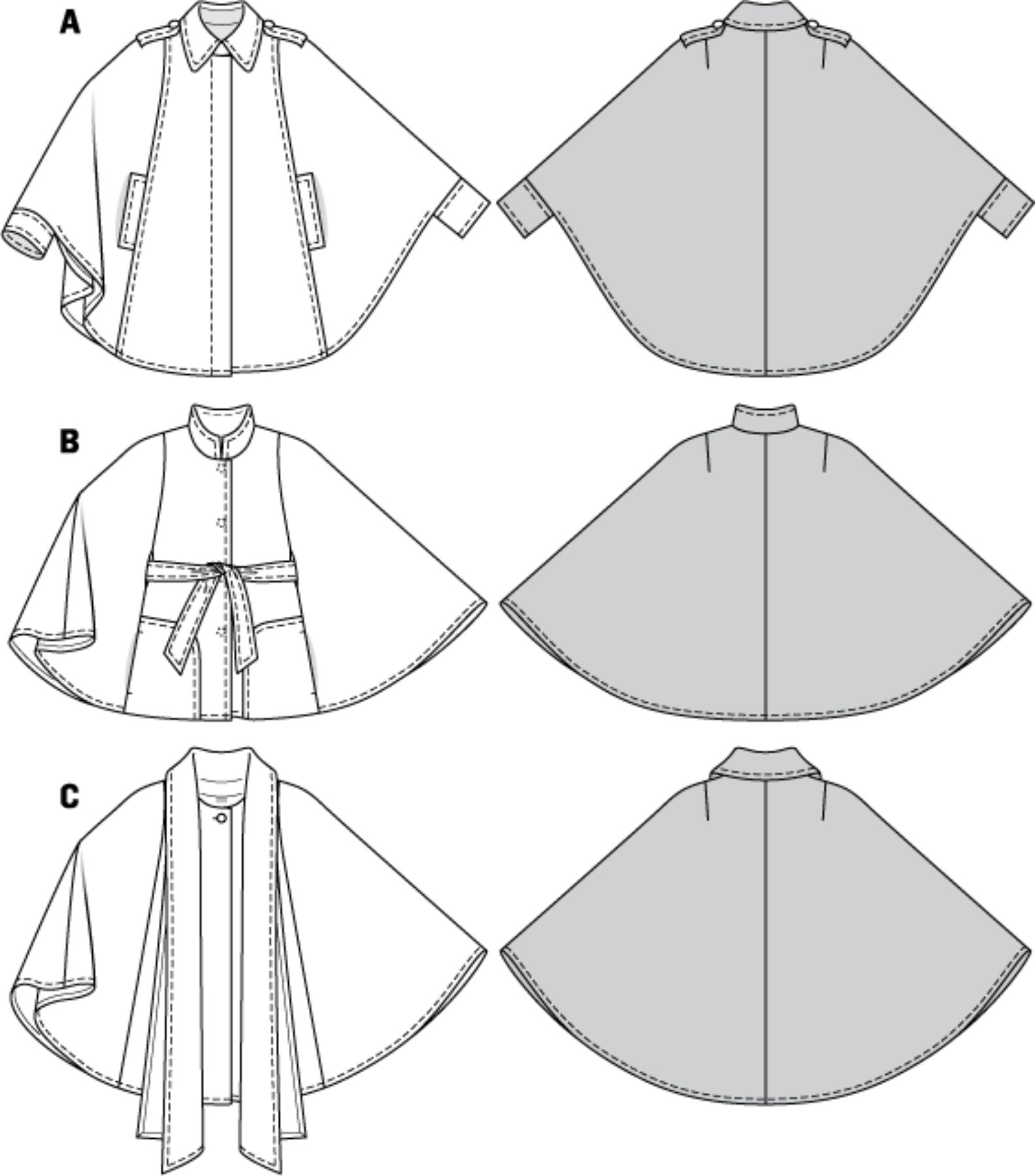 Burda Patroon 7422 - Cape in variaties