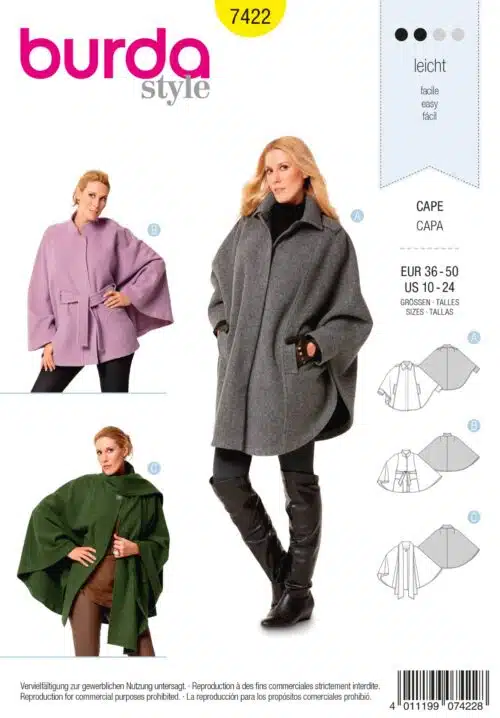 Burda Patroon 7422 - Cape in variaties
