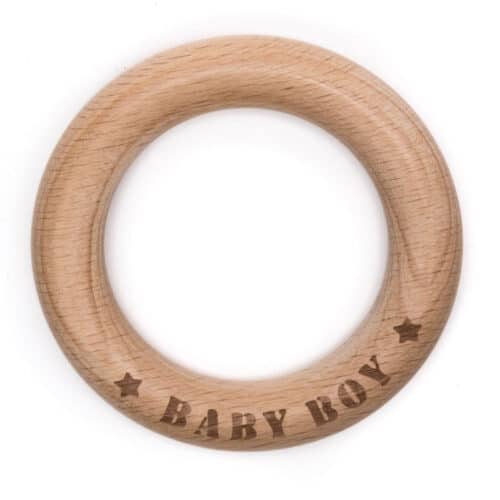 Houten Bijtring Baby Boy 70mm
