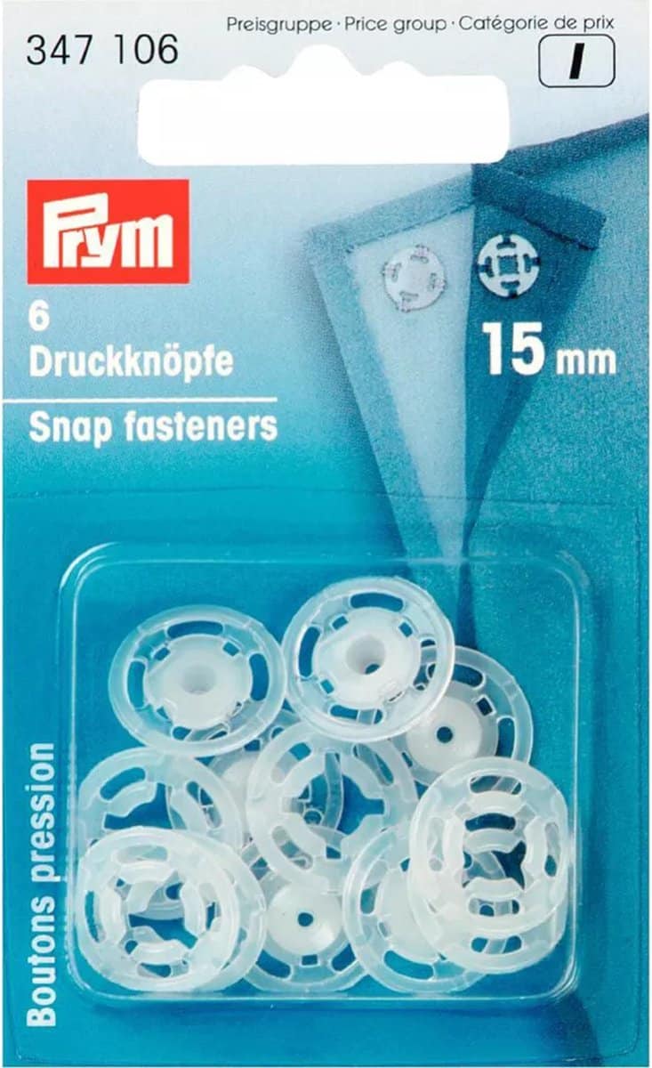 Prym Opnaaidrukkers Transparant 15mm 6stuks