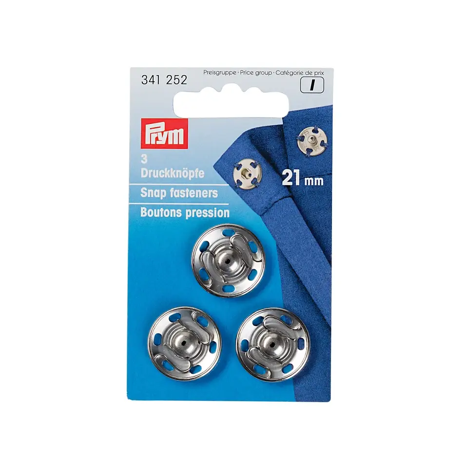 Prym Opnaaidrukkers Zilver 21mm 3stuks