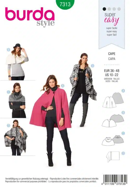 Burda Patroon 7313 - Cape in variaties