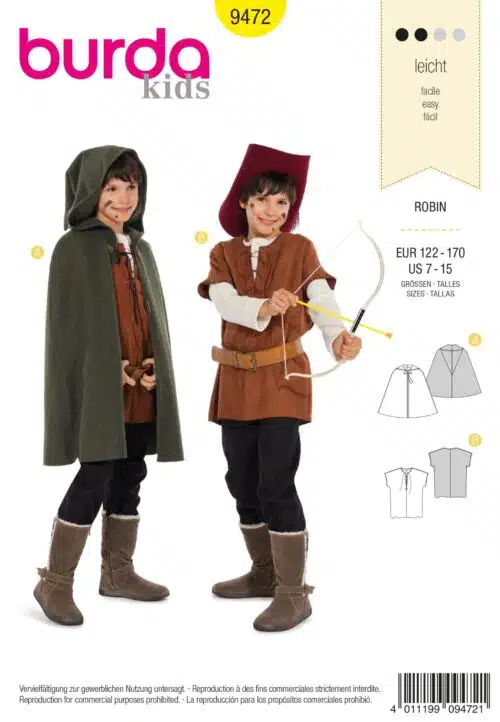 Burda Patroon 9472 - Robin Hood kostuum
