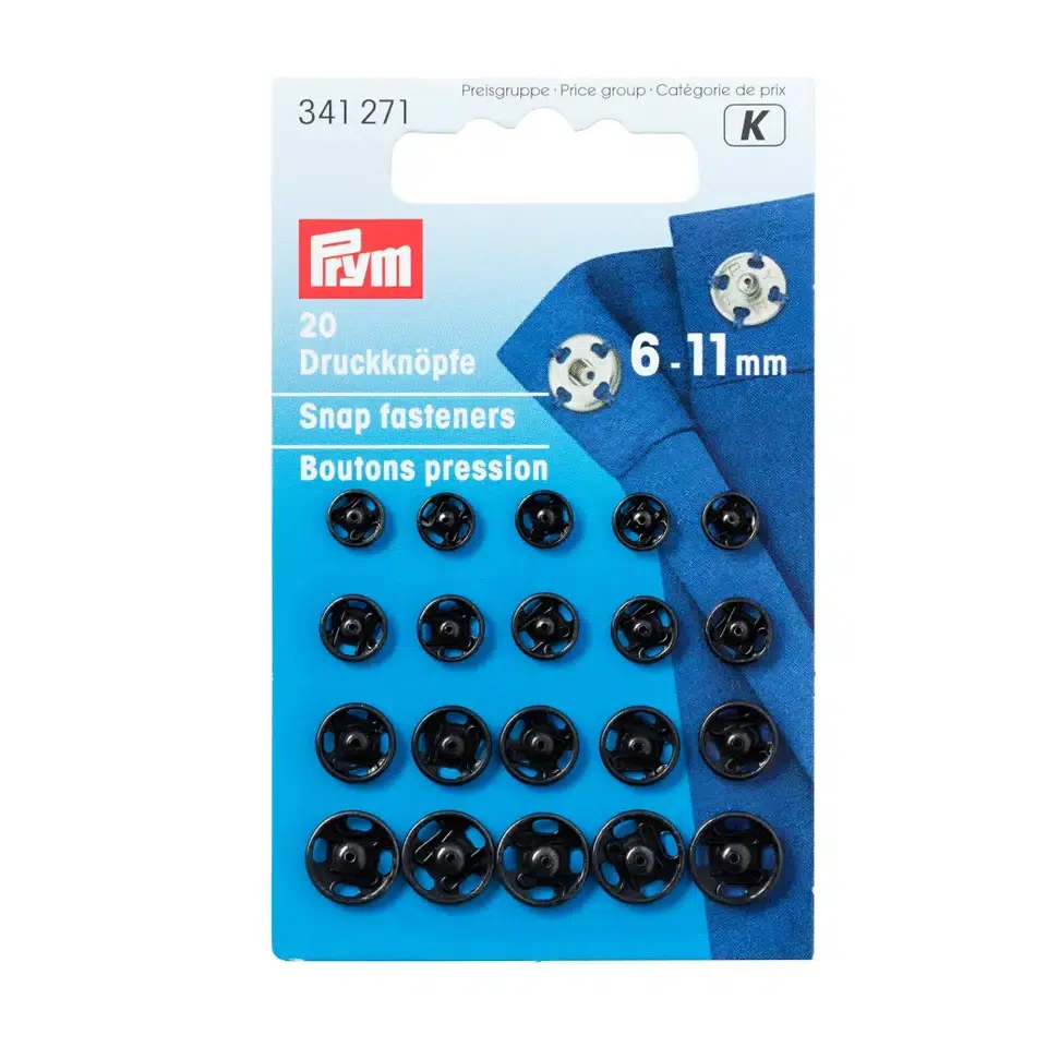 Prym Opnaaidrukker Zwart 6-11mm 20stuks