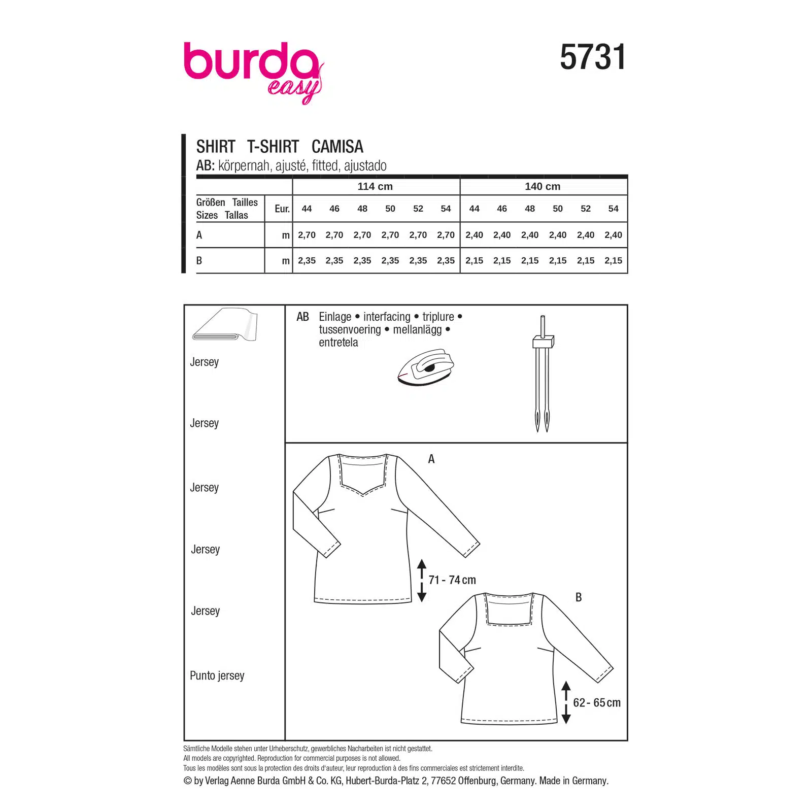 Burda Patroon 5731 - Shirt in Variaties