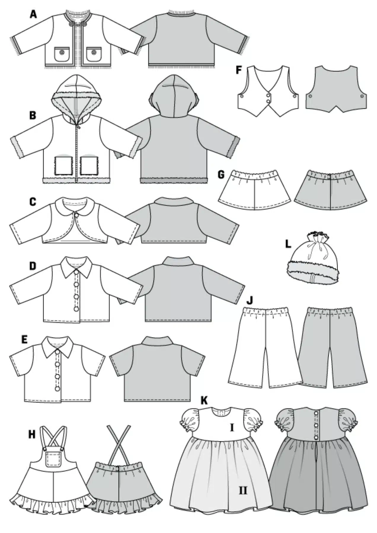 Burda Patroon 7753 - Poppenkleertjes in variaties