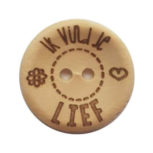 Knoop Hout Ik vind je Lief 30mm 2stuks