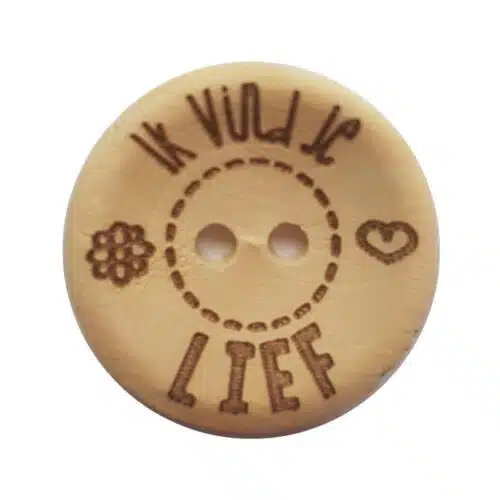 Knoop Hout Ik vind je Lief 30mm 2stuks