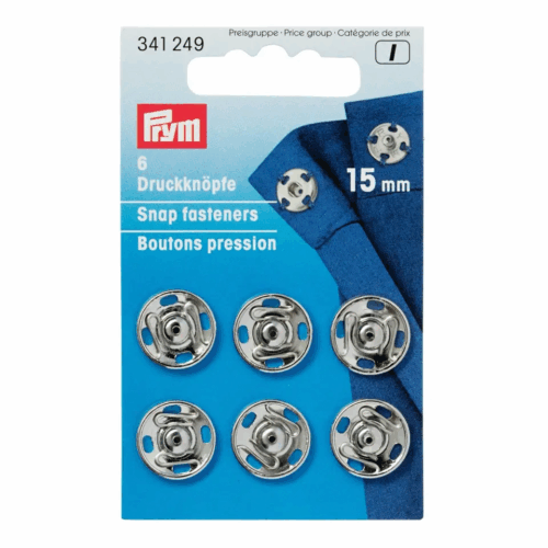 Prym Opnaaidrukkers Zilver 15mm 6stuks