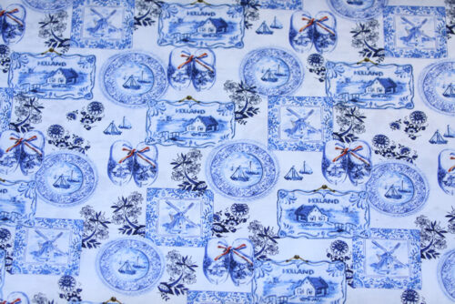 Stof Katoen Holland Print met RWB Strikje